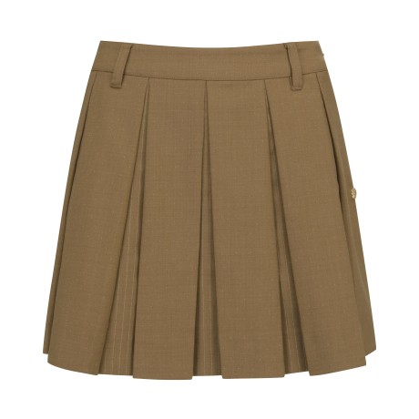 여성 도트 히든 스트라이프 플리츠 스커트