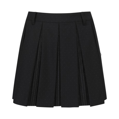 여성 도트 히든 스트라이프 플리츠 스커트