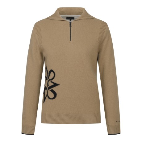 여성 별 심볼 세일러 카라 하프 집업 방풍 니트