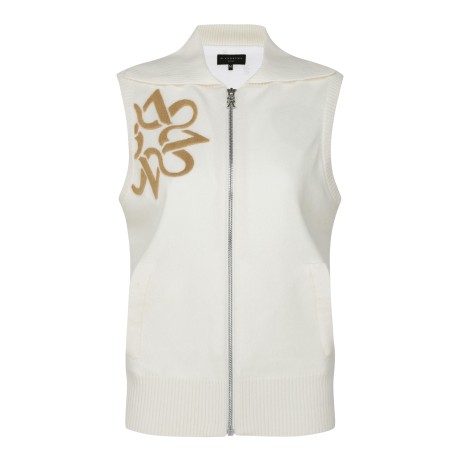 여성 별 심볼 자카드 방풍 집업 니트 베스트