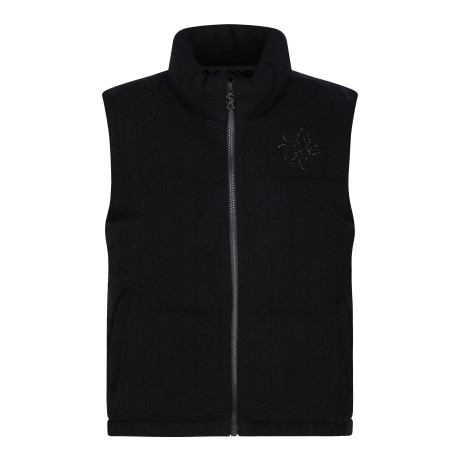 여성 별 심볼 믹스 니트 패딩 베스트