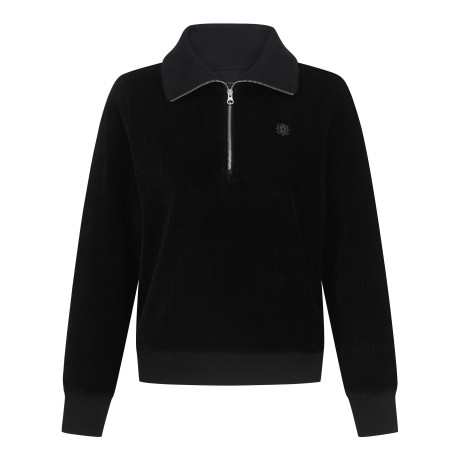 여성 코듀로이 솔리드 하프집업 방풍 긴팔티셔츠