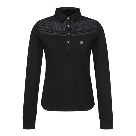 여성 자수 포인트 스트레치 긴팔티셔츠