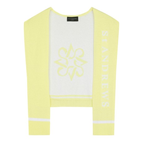 여성 배색 심볼 가디건 숄