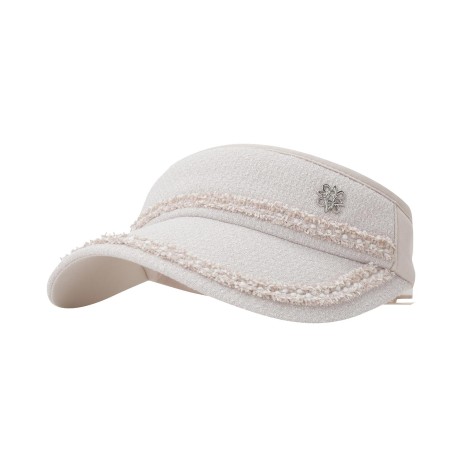 여성 로고 리벳 트위드 리본 썬바이저