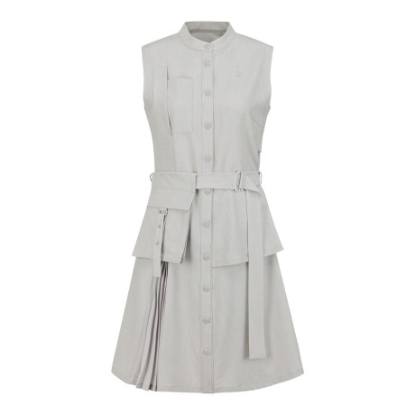 여성 파우치 벨티드 슬리브리스 원피스