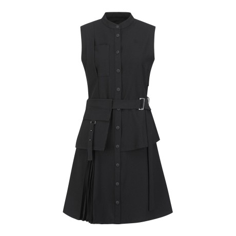 여성 파우치 벨티드 슬리브리스 원피스