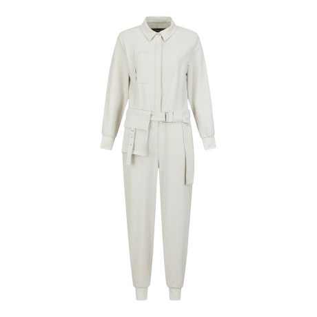 여성 파우치 벨티드 체크 점프수트