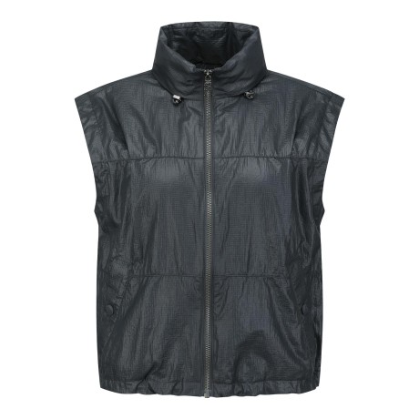 여성 스트링 후드 글로시 파카링 베스트