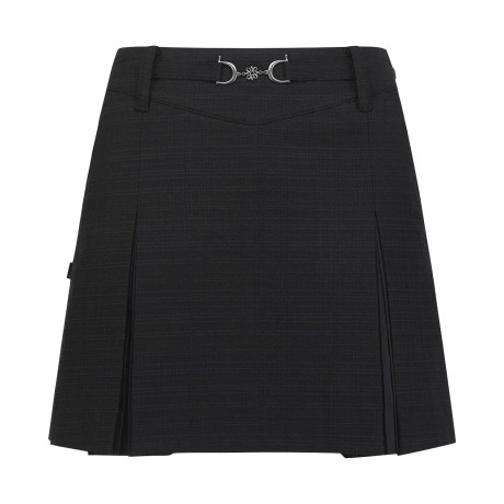 여성 우븐 믹스 플리츠 체크 큐롯 스커트