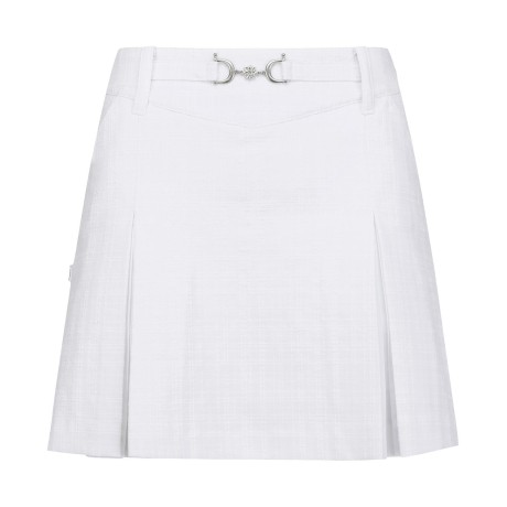 여성 우븐 믹스 플리츠 체크 큐롯 스커트