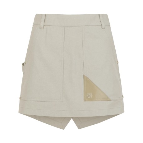 여성 빅 포켓 레더 믹스 피쉬 테일 큐롯 스커트