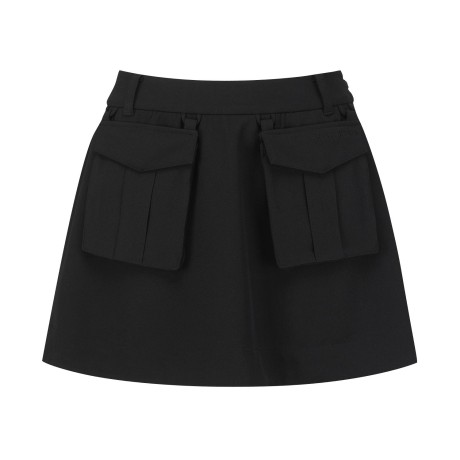 여성 플랩 포켓 밴딩 플레어 스커트