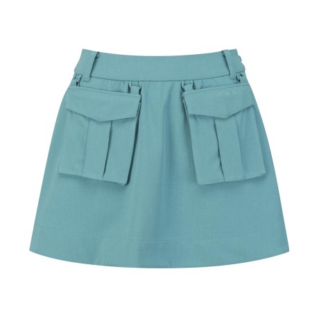 여성 플랩 포켓 밴딩 플레어 스커트