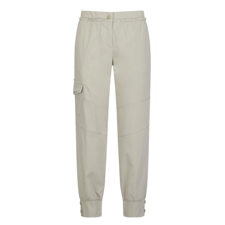 여성 스티치 라인 버튼 헴 조거 팬츠