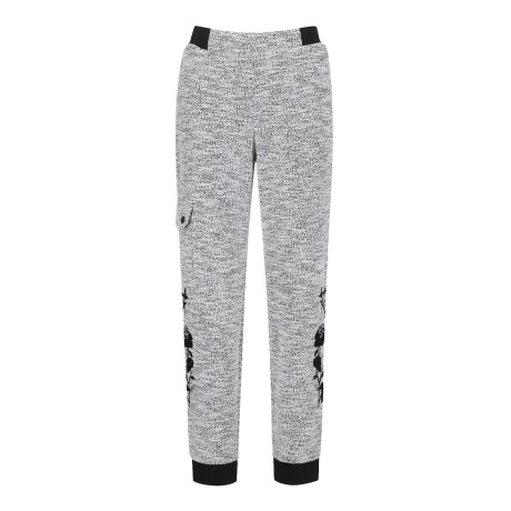 여성 플라워 포인트 트위드 조거 팬츠