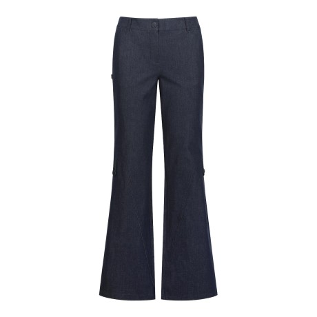 여성 버튼 탭 부츠컷 팬츠