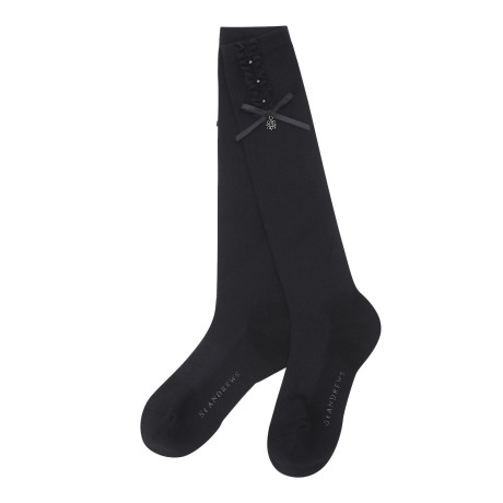 여성 셔링 리본 니삭스