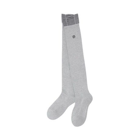 여성 자수 별 심볼 글리터 배색 니하이 삭스