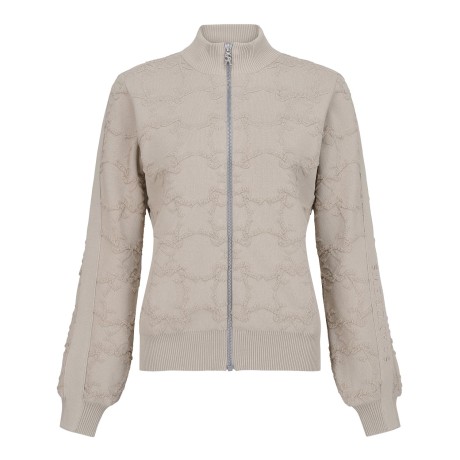 여성 부클 모노그램 패턴 방풍 집업 가디건