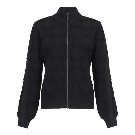 여성 부클 모노그램 패턴 방풍 집업 가디건