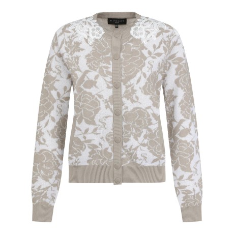여성 레이스 플로럴 자카드 니트 가디건