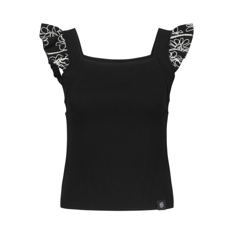 여성 플라워 자수 프릴 니트 베스트