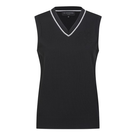 여성 별 심볼 크로셰 브이넥 니트 베스트