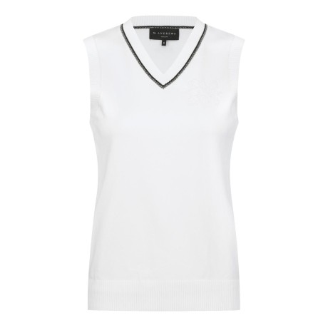 여성 별 심볼 크로셰 브이넥 니트 베스트