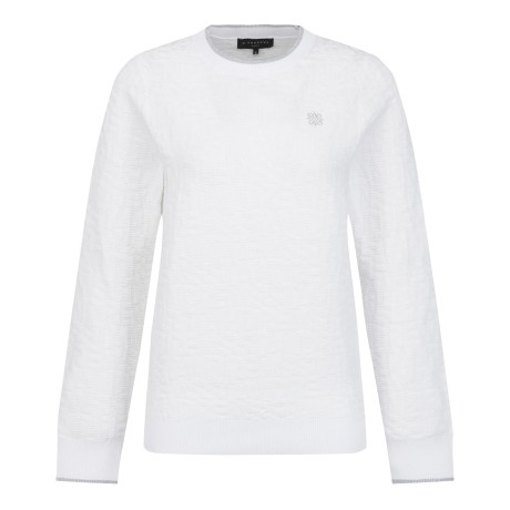 여성 엠보 로고 패턴 긴팔 니트