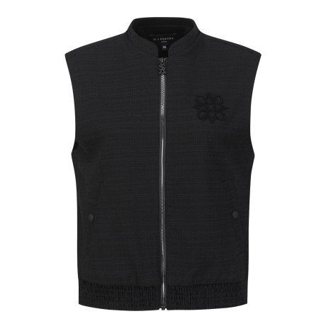 여성 심볼 트위드 밴딩 집업 베스트