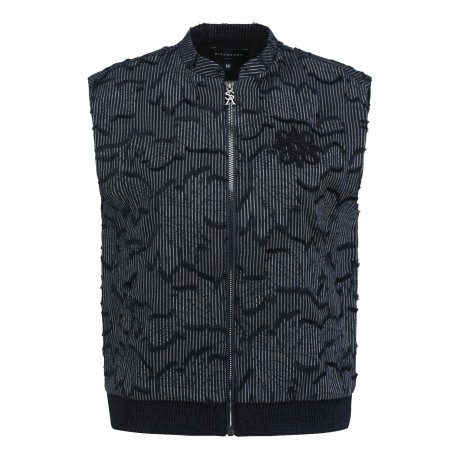 [ONLY BUCKET] 여성 스트라이프 프레이드 라인 집업 탑