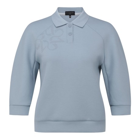 [ONLY BUCKET] 여성 메쉬 라인 로고 칼라 스웨트셔츠