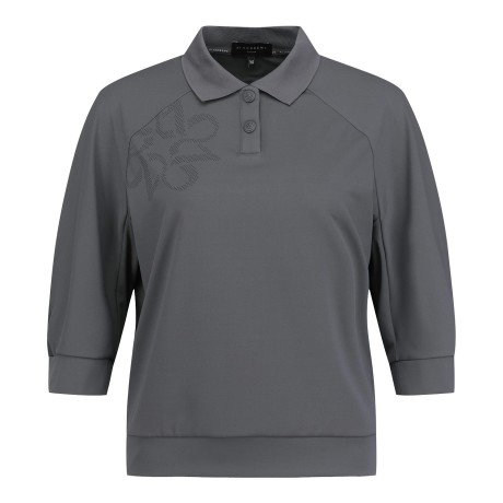 여성 메쉬 라인 로고 칼라 스웨트셔츠