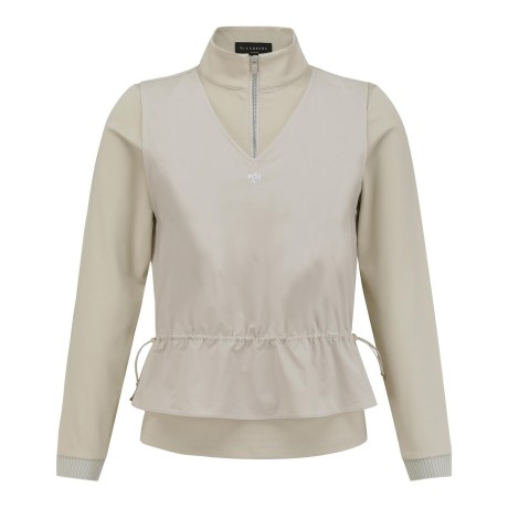 여성 우븐 베스트 레이어 하프 집업 긴팔티셔츠