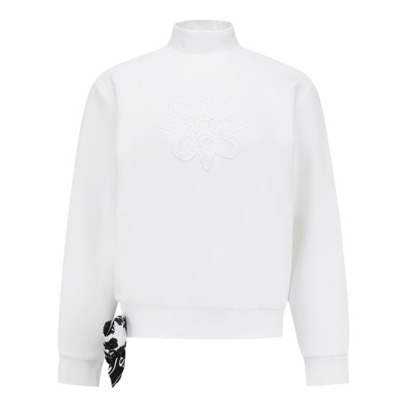 여성 심볼 자수 플라워 스카프 하이넥 스웨트 티셔츠