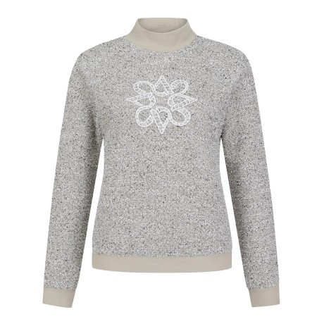 여성 별 심볼 부클 트위드 긴팔 티셔츠