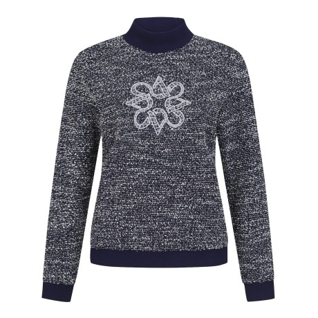 여성 별 심볼 부클 트위드 긴팔 티셔츠