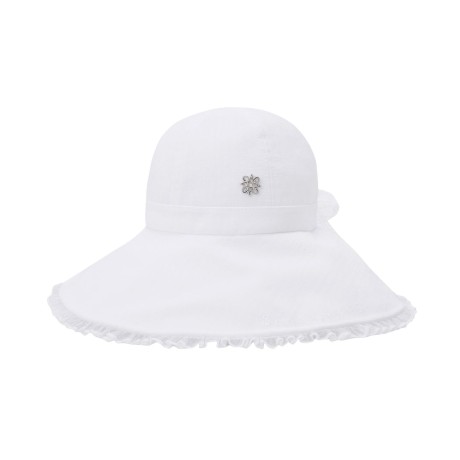 여성 별 심볼 자수 로고 리본 레이스 버킷햇