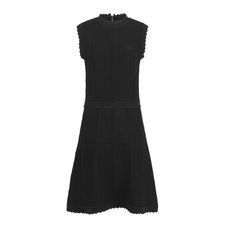 여성 스캘럽 니팅 슬리브리스 원피스