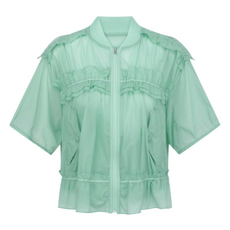 여성 프릴 라인 집업 반팔 점퍼