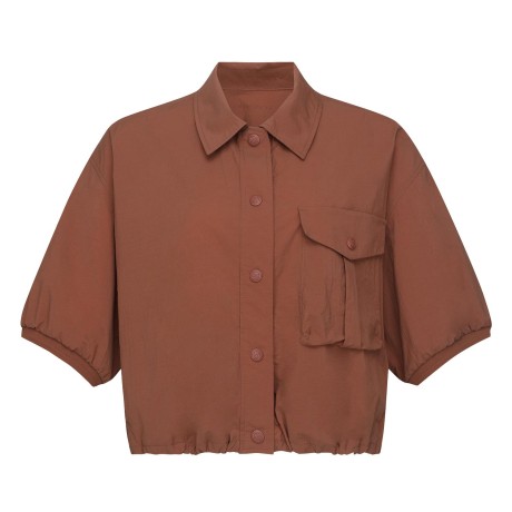 여성 플랩 포켓 스트링 루즈 점퍼