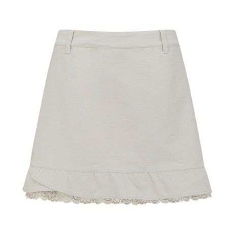 여성 조직감 레이스 헴 스커트