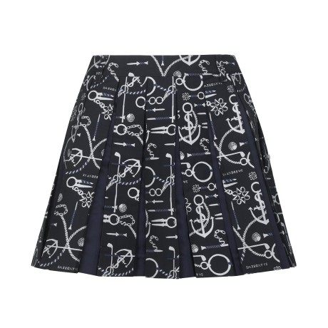 여성 자카드 텍스처 블록 플리츠 스커트