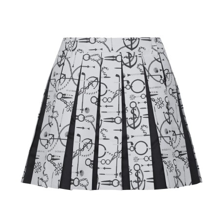 여성 자카드 텍스처 블록 플리츠 스커트