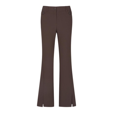 여성 심볼 버튼 탭 슬릿 헴 팬츠