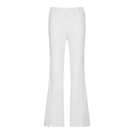 여성 심볼 버튼 탭 슬릿 헴 팬츠