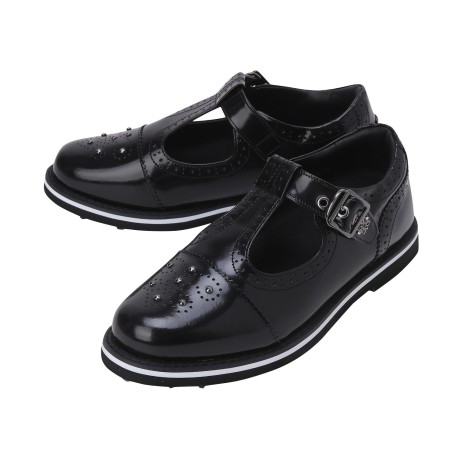 여성 스터드 타공 스캘럽 버클 골프화