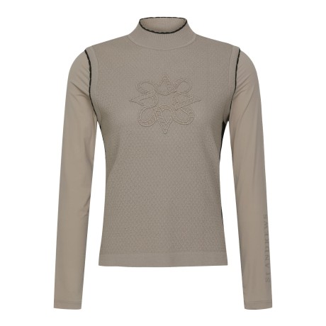 여성 별 심볼 냉감 슬리브 조직감 니트