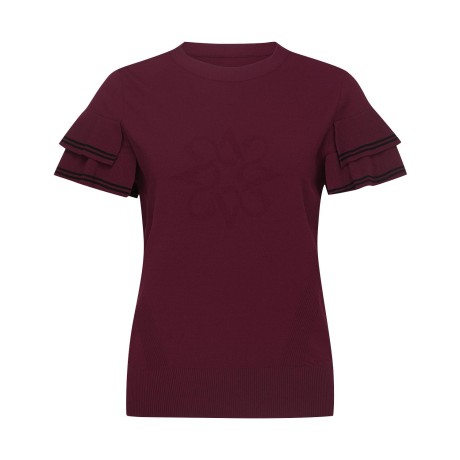 여성 티어드 커프스 별 심볼 반팔 니트